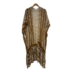 Free People Bandana Ruffle Kimono Fairy Boho Beach Whimsical Resort One Size